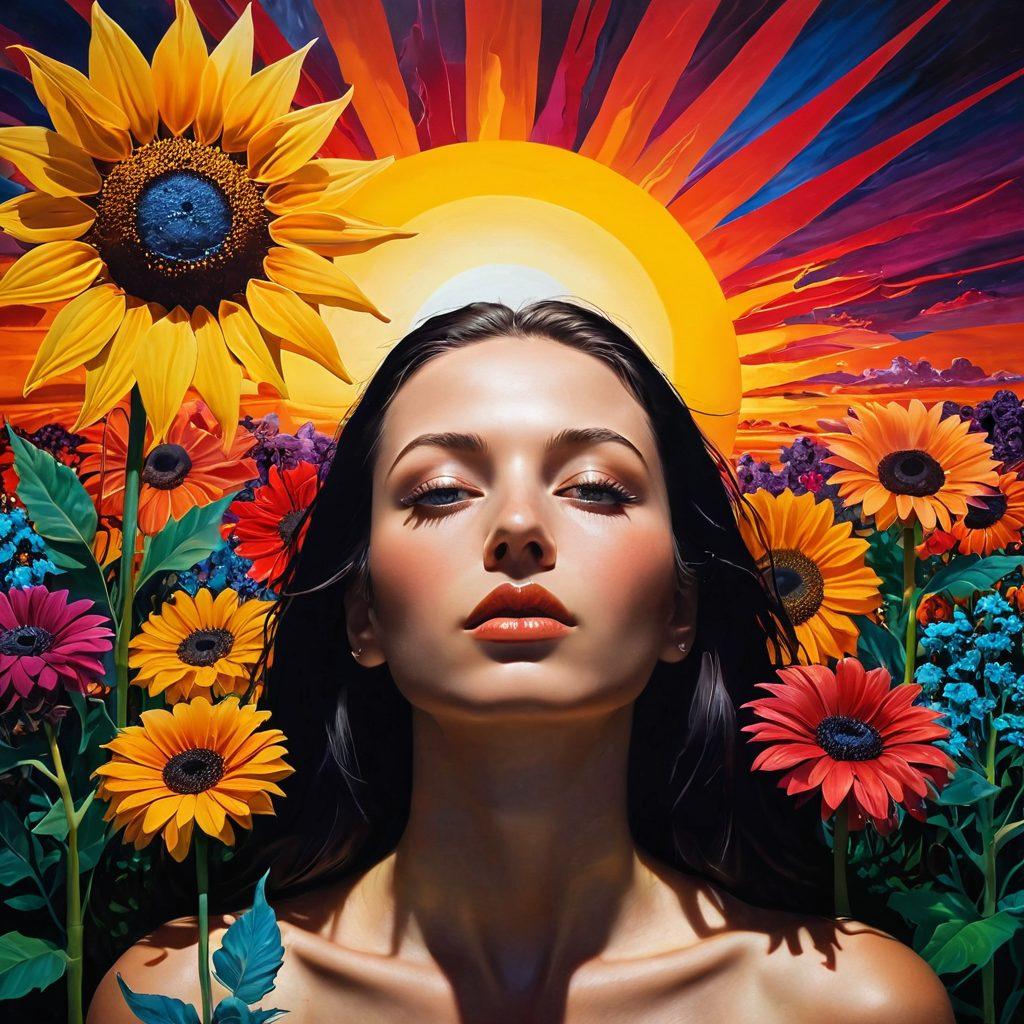 A contrasting scene depicting the complexity of non-consensual porn: on one side, vibrant flowers and a bright sun symbolizing joy, while the other side features dark, distorted images representing controversy. A central figure appears contemplative, caught between the two worlds, with emotions of confusion and curiosity. Use warm and cool colors to enhance the duality. surreal art. vibrant colors. dramatic lighting.